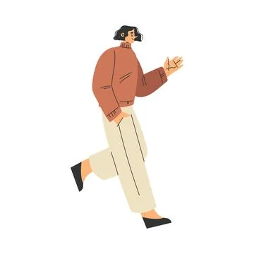 Man Character Walking in the Park Vector Illustration Ilustração Stock