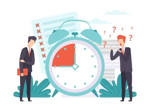 Man Character Working Process Busy at Workplace Vector Illustration Stock Illustration