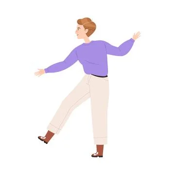Man Characters Balancing on One Leg Having Connection with Somebody Vector Illustrazione stock