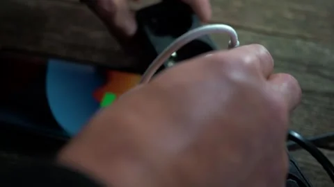 Man charging Iphone 13 Pro max through an Anker fast charger. Stock Footage 317431774