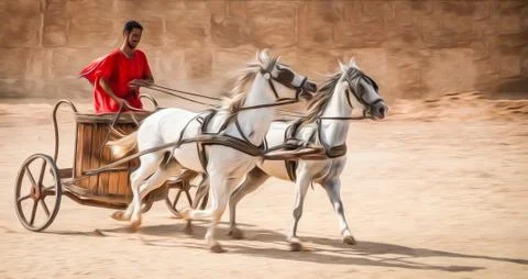Man in chariot. Illustrazione stock