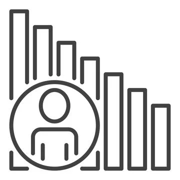 Man with Chart or Graph vector concept line icon or sign Illustrazione stock