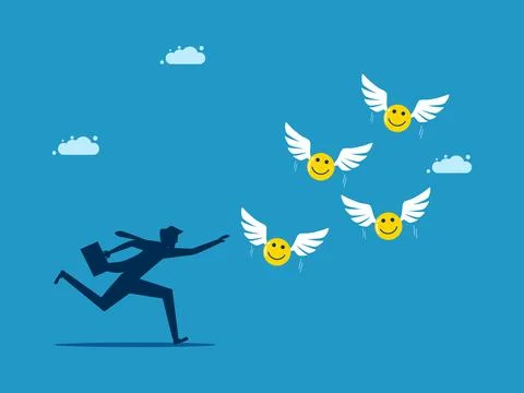 Man chasing catches an optimistic mood Stock Illustration
