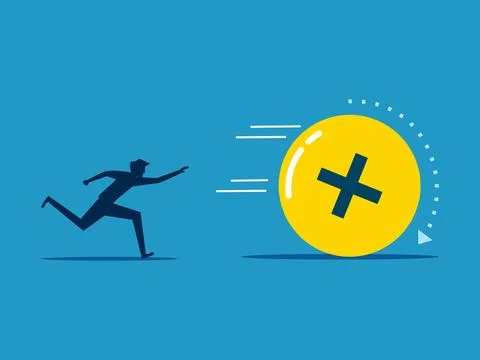 Man chasing catches an optimistic mood Stock Illustration