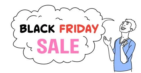 Man chat bubble cloud black friday concept sketch doodle horizontal 스톡 일러스트