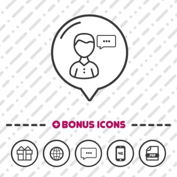 Man Chat speech bubble Icon thin line Bonus Icons. Eps10 Vector. Stock Illustration