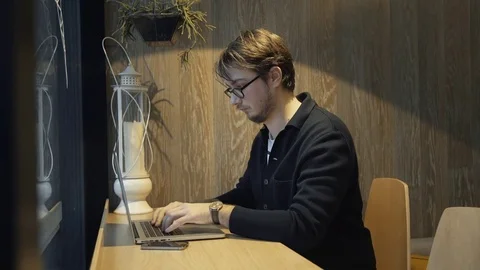 Man Chating On Laptop Video stock 72715202