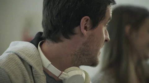 Man chatting with classmate Stock Footage 75183855