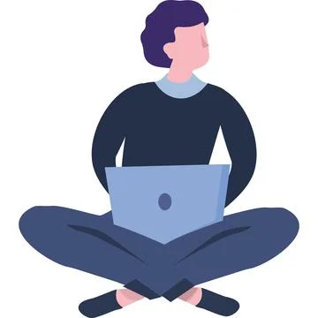 Man chatting on laptop online vector icon Stock Illustration