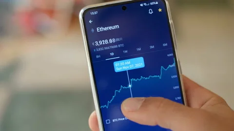 Man check Ethereum crypto currency growth on a smartphone,digital money business Video stock 165521032