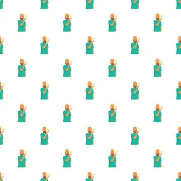 Man checking breath having halitosis seamless pattern 库存插图