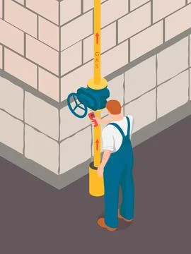 A man is checking gas pipeline. Stock Illustration