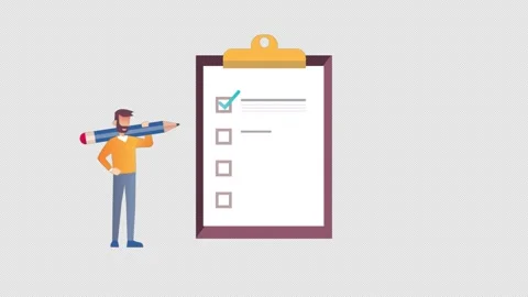 Man Checking Giant Checklist Alpha Channel Stock Footage 260910354