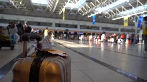 Man Checking Her Passport And Fly Tickets While Waiting In The Airport Vidéo 120563520