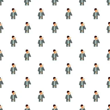 Man checking his bad breath pattern cartoon Stock Illustration
