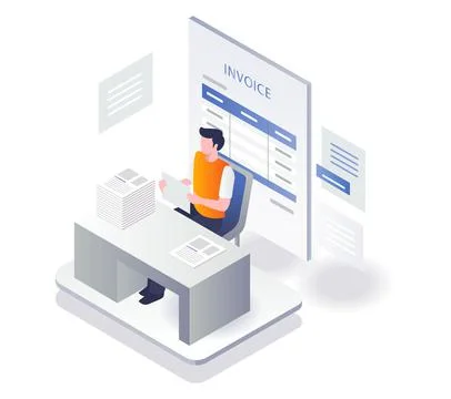 Man checking invoice report Stock Illustration