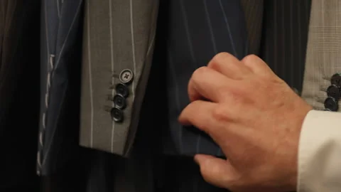 Man Is Checking Suit Price Tag Inside The Bay Store Stock Footage 254483361
