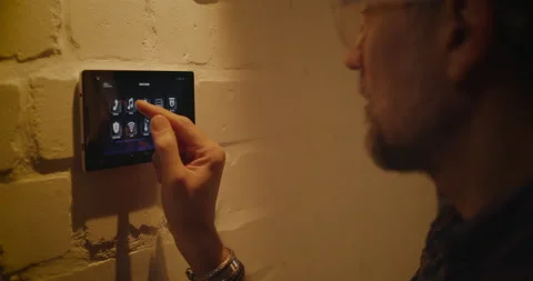 Man checking using home hub functions 動画素材 130851617