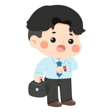 Man Checking Watch with Briefcase Stock Illustration