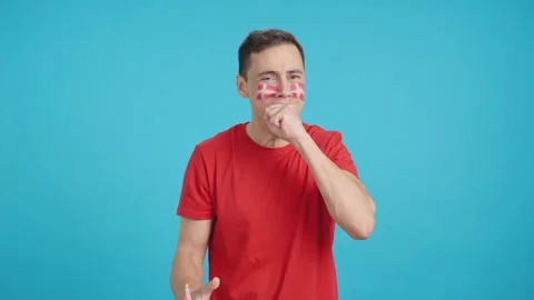 Man cheering for Denmark during a match that is lost Video stock 266695059