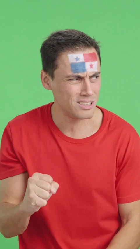 Man cheering for Panama during a match that is lost Video stock 258826669