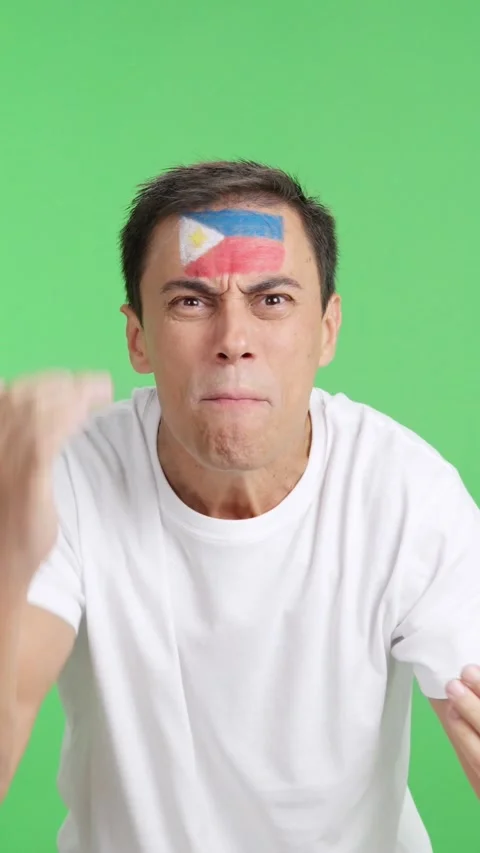 Man Cheering for Philippines, angry with the decision of referee Stock Footage 271178857