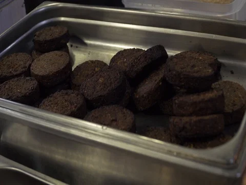 Man-chef-cook-prepares-vegetarian-hamburger-food-grill-restaurant Stock Footage 75757796