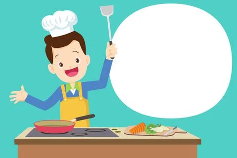 Man chef present cooking in the kitchen Stock Illustration