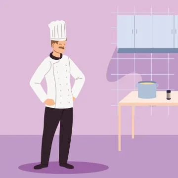 Man chef in restaurant kitchen 스톡 일러스트