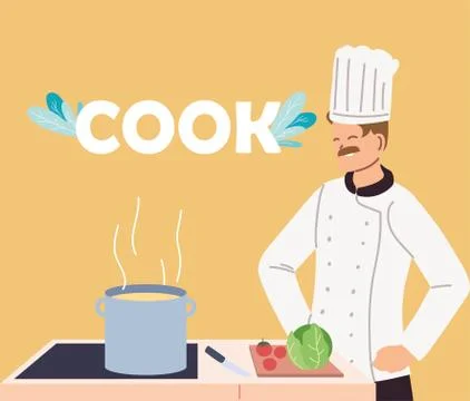 Man chef with uniform cooking Stock Illustration