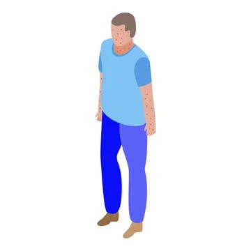 Man chicken pox icon, isometric style Stock Illustration