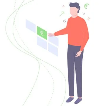 Man chooses a currency 库存插图