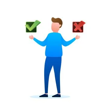 Man choosing between two options yes and no. Vector stock illustration Stock Illustration