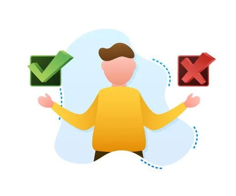 Man choosing between two options yes and no. Vector stock illustration Stock Illustration