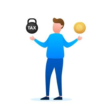 Man choosing between two options Tax and money. Vector stock illustration. Stockillustratie