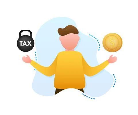 Man choosing between two options Tax and money. Vector stock illustration. Stockillustratie