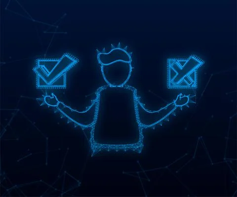 Man choosing between two options yes and no plexus icon. Vector stock Stock Illustration