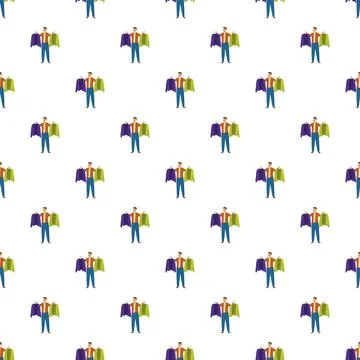 Man choosing clothes for his wardrobe seamless pattern Stock Illustration
