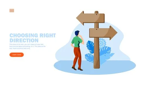 Man choosing direction path vector illustration concept Stock Illustration