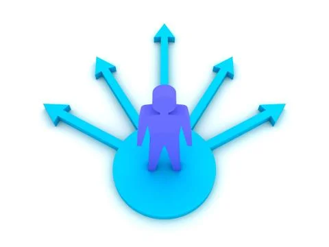 The man choosing the path. Concept 3D illustration. Stock Illustration