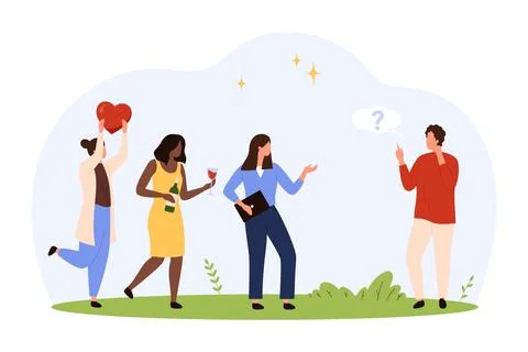 Man choosing relationship priority between women 스톡 일러스트