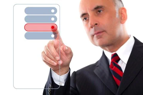 Man choosing on a touch screen Stock Photos