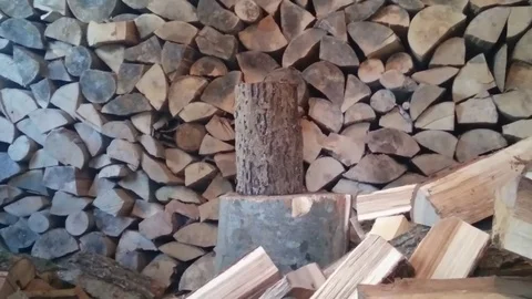 Man chopping firewood Stock Footage 78225756