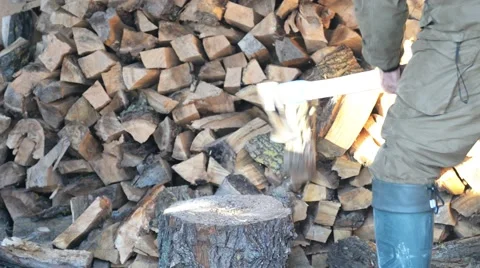 Man chopping wood. Stock Footage 46543740