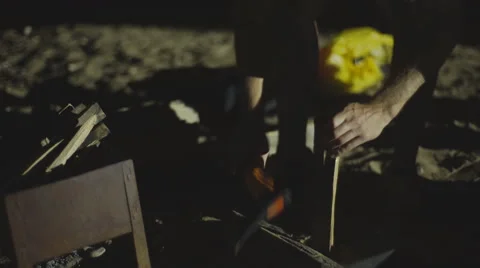 A man chopping wood Stock Footage 68674610