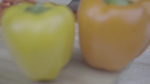 A Man Chops Tomatoes Into Cubes Stock Footage 266796700
