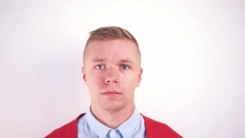 Man in Christmas hat Stock Footage 82202363