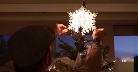 Man Christmas Tree Decorating Video stock 83100826