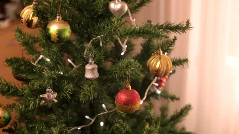 Man Christmas tree decoration Stock Footage 80990453