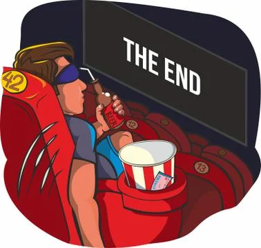 Man at the cinema Stock Illustration